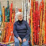 Sheila Hicks in front of elements from The Treaty of Chromatic Zones, 2015. CRISTOBAL ZANARTU