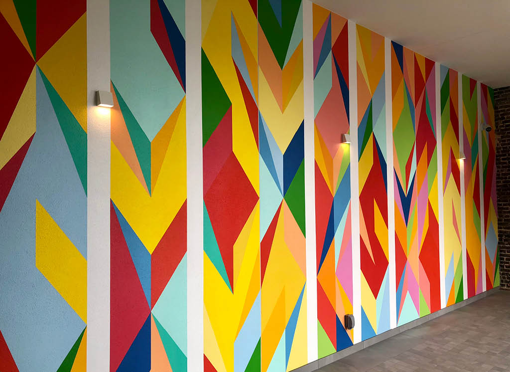 Odili Donald Odita's "Force Field" installation at Sarasota Art Museum