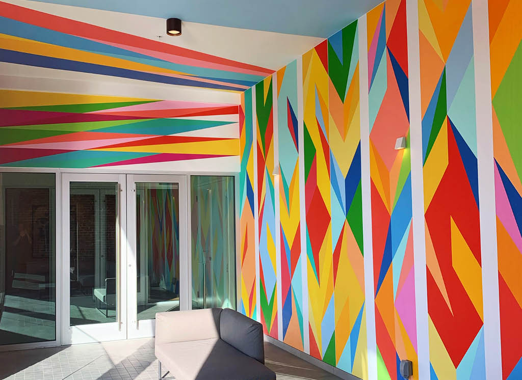 Odili Donald Odita's "Force Field" is a a site specific installation for Sarasota Art Museum