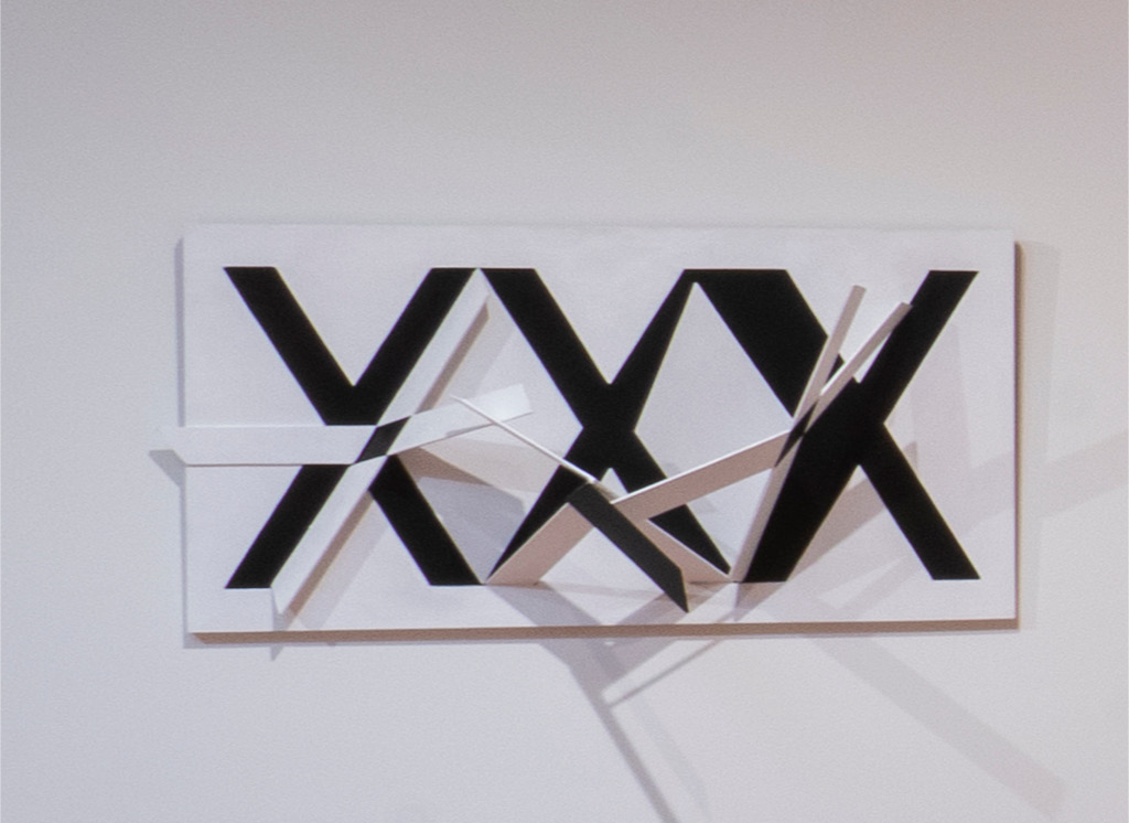 Close up of Robert Barber's XXX Relief Installation (1980s)
